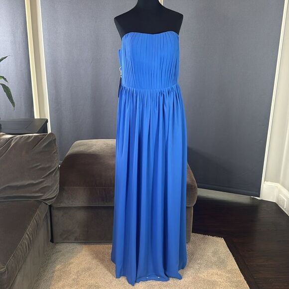 Women’s Blue Full Length Strapless Formal Dress Matching Shawl Size XL (14) NEW - Picture 3 of 10